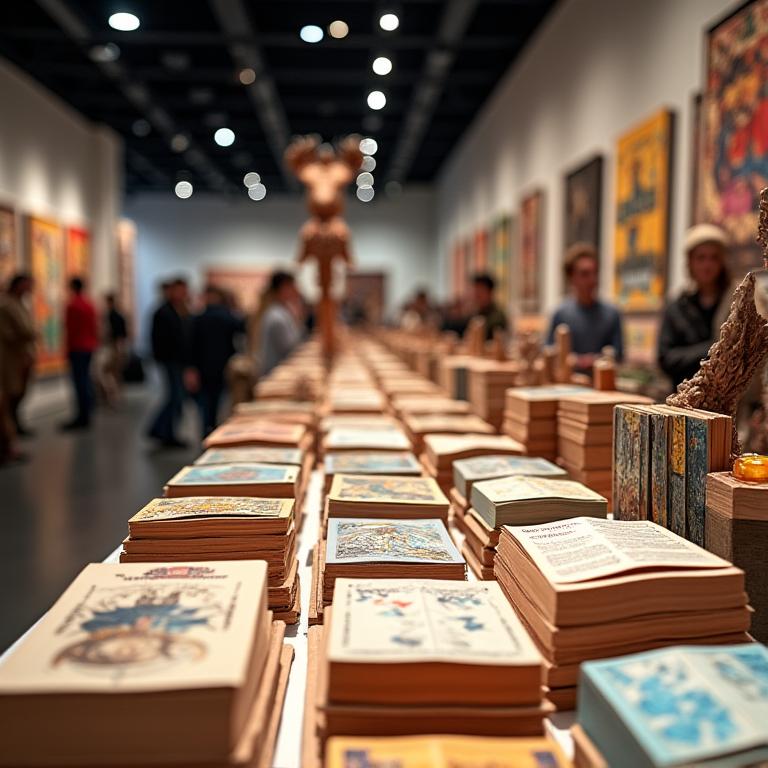 Kunstinstallation med bøger og håndværk ved bogmesse