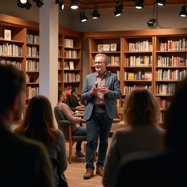 Forfatterarrangement på lokalt bibliotek i Aarhus